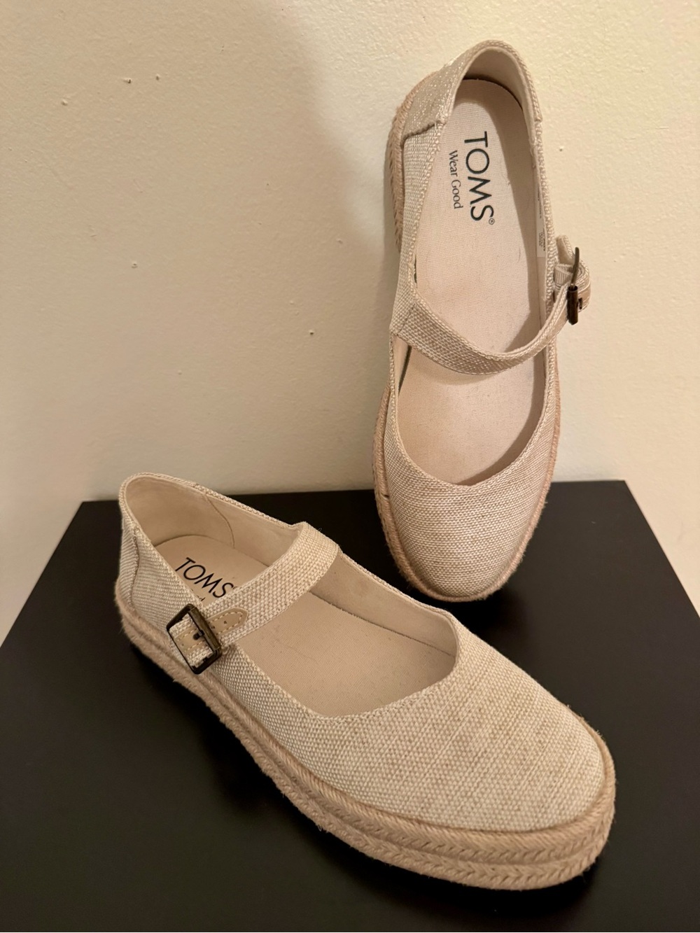 TOMS Natural Canvas Mary Jane Espadrilles with Buckle - Picture 9 of 11